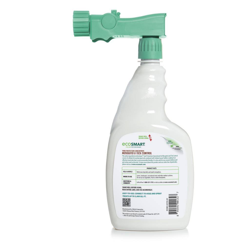 EcoSmart 32 oz. Natural Mosquito and Tick Control Concentrate with Plant-Based Essential Oils Ready-To-Use Hose End Spray Bottle ECSM-33725-01EC