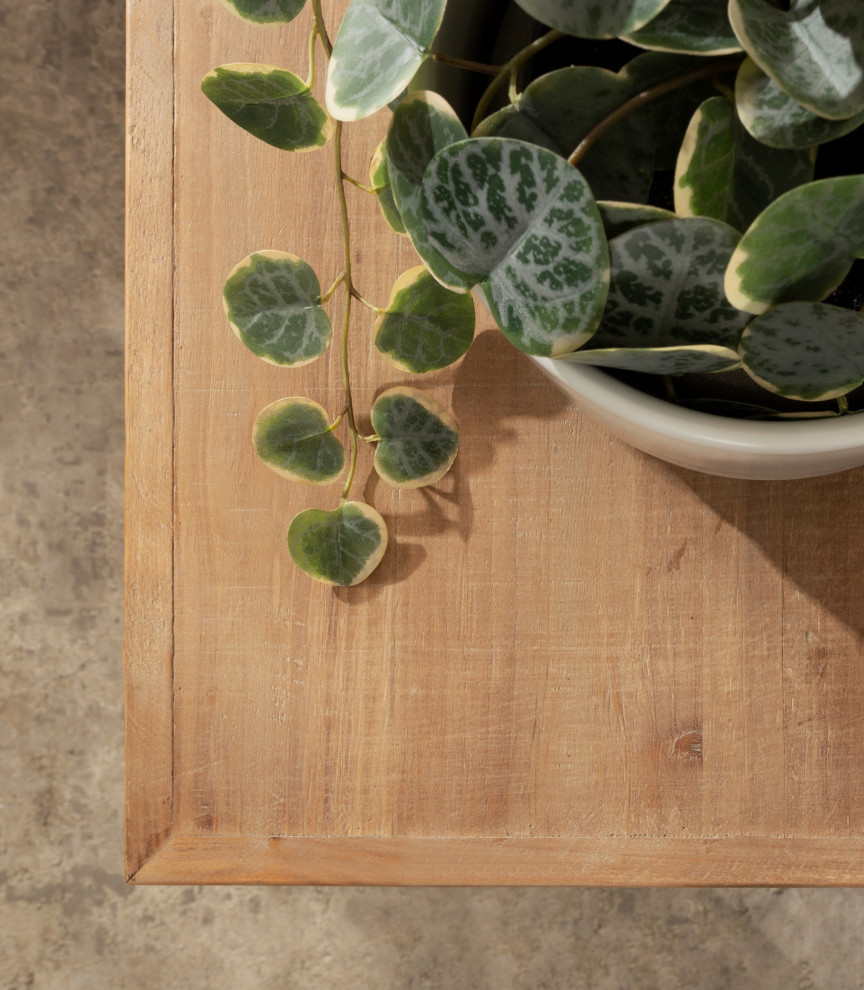 Anthea Wood and Metal End Table  Rustic Brown/White 12x12x26   Contemporary   Side Tables And End Tables   by Uniek Inc.  Houzz