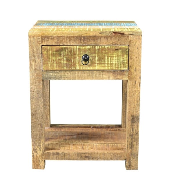 Handmade Suman Solid Mango Wood End Table (India) - 20