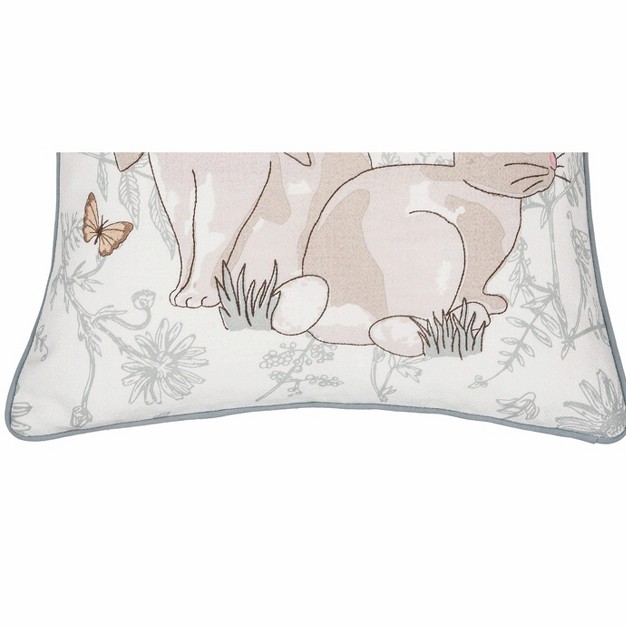 X 18 quot Garden Toile Easter Bunnies Embroidered Decorative Throw Pillow