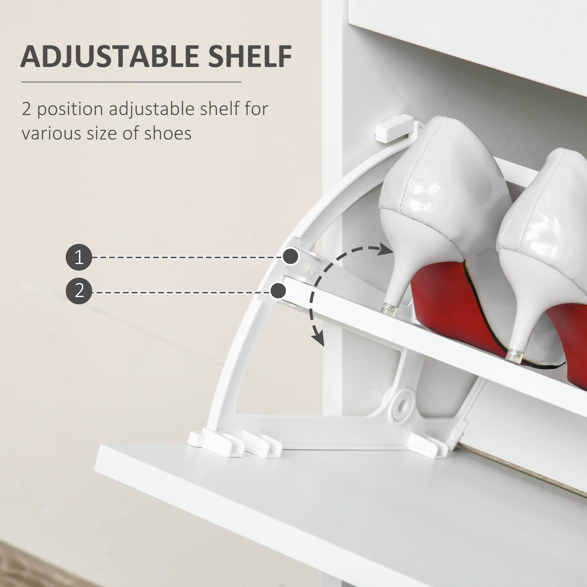 HOMCOM Shoe Cabinet Shoe Rack with Flip Drawers Adjustable for Hallway 16 Pairs