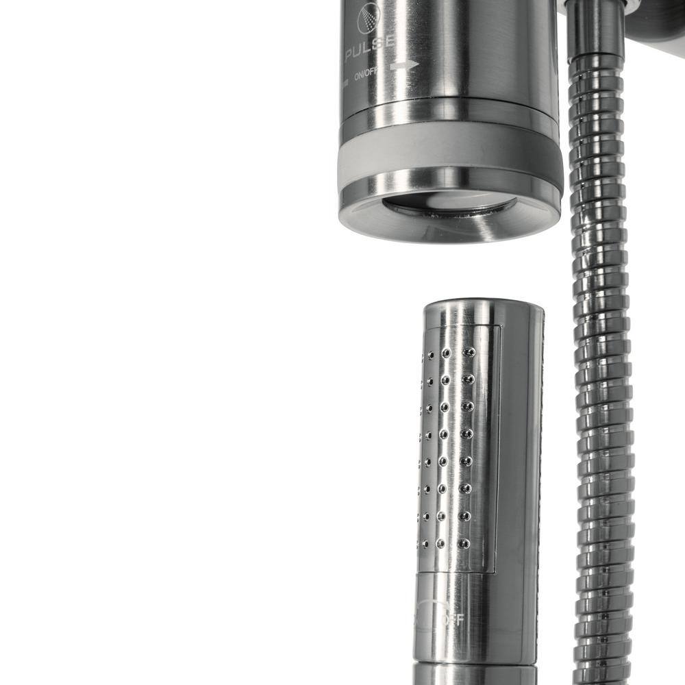 PULSE Showerspas 1-spray 8 in. Dual Shower Head and Handheld Shower Head with Low Flow in Brushed-Nickel 1052-BN-1.8GPM