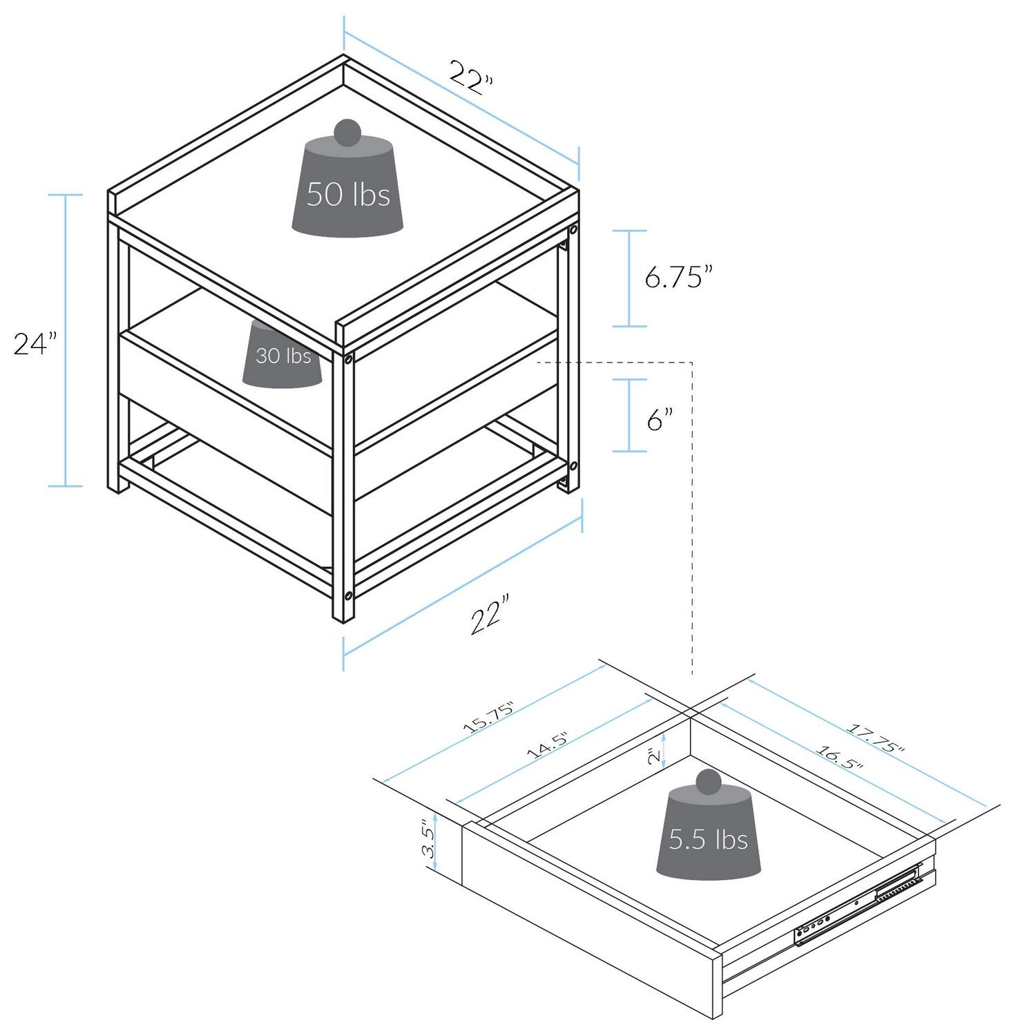 Horizon End Table with Drawer