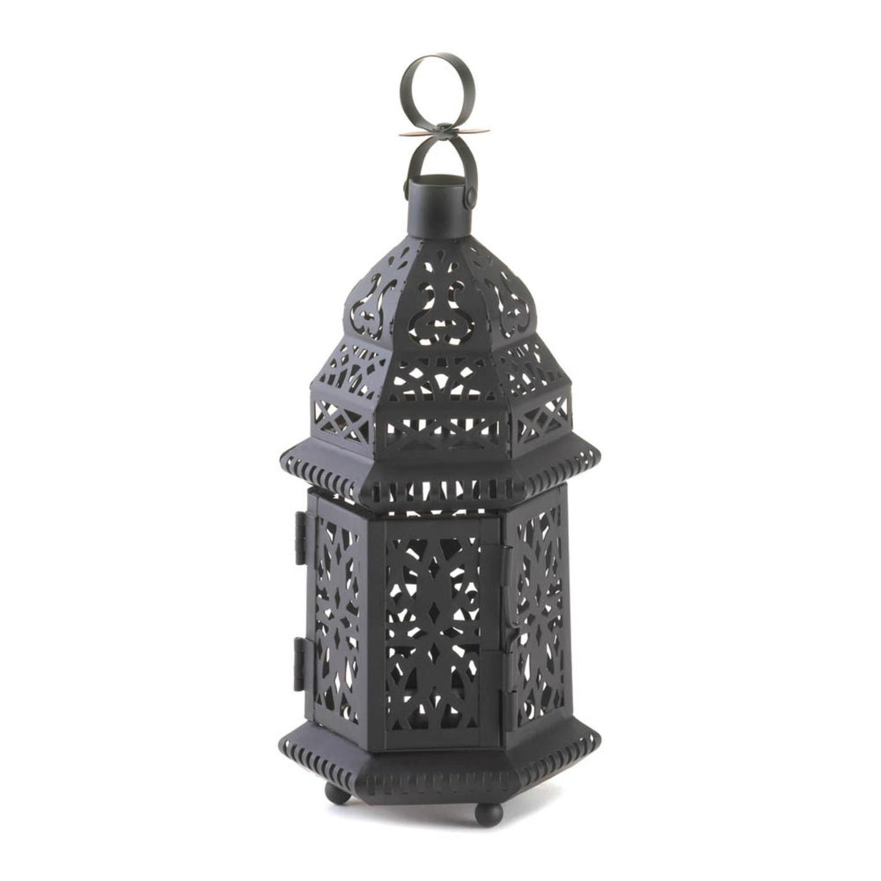 Home Decorative Black Iron Moroccan Candle Lantern - 10.5 inches