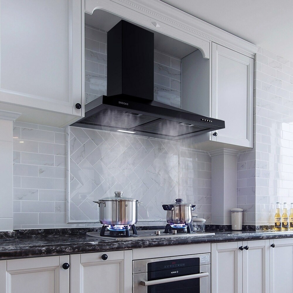 24 inch Wall Mounted Range Hood Kitchen Exhaust Stove Vent Hood 450 CFM 3 Speed Fan w/LED