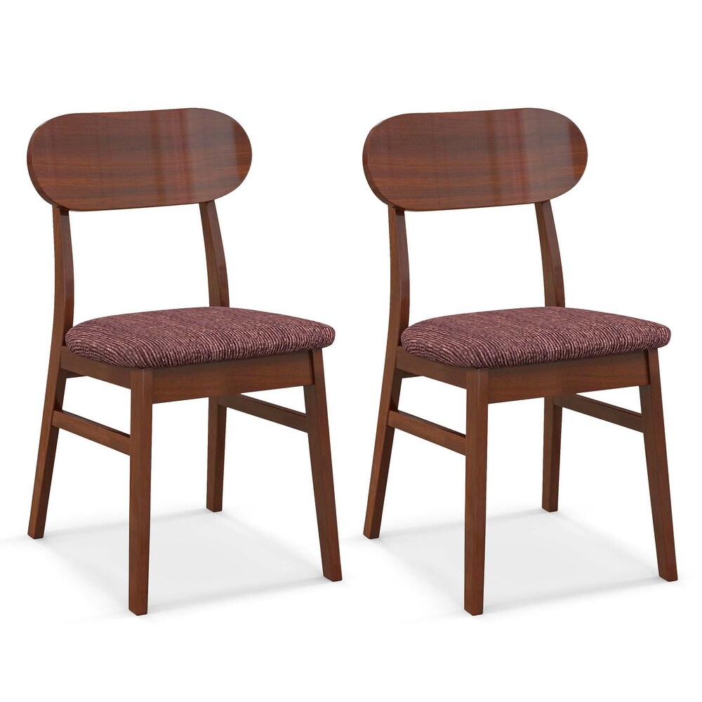 Costway Set of 2 Wooden Dining Chairs Mid Century Upholstered Fabric   See Details