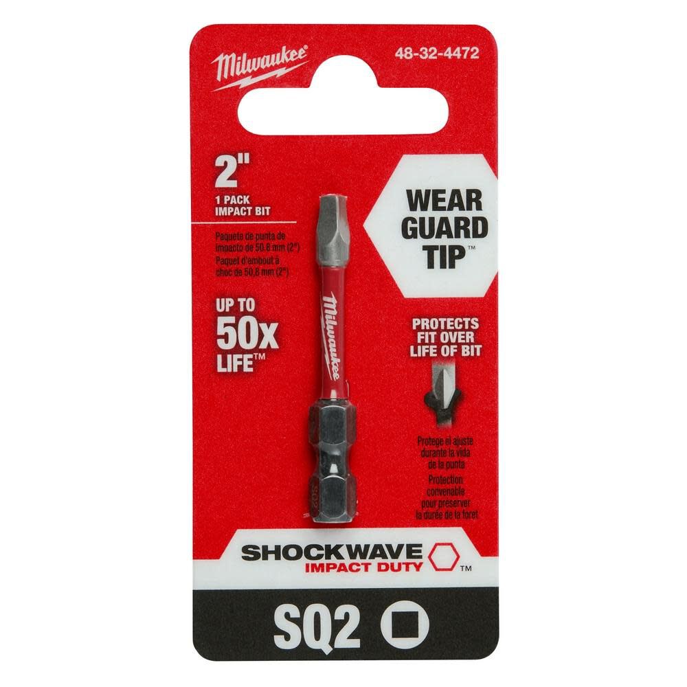 MW SHOCKWAVE 2 in. Impact Square Recess #2 Power Bit 48-32-4472 from MW