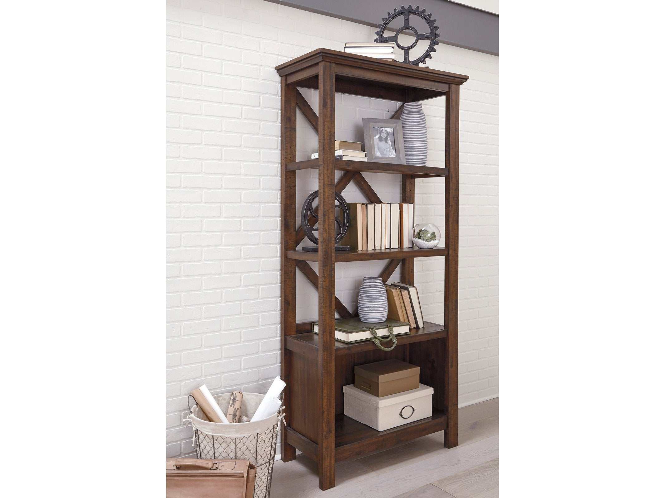 (Online Special Price) Baldridge Rustic Brown  75 Bookcase