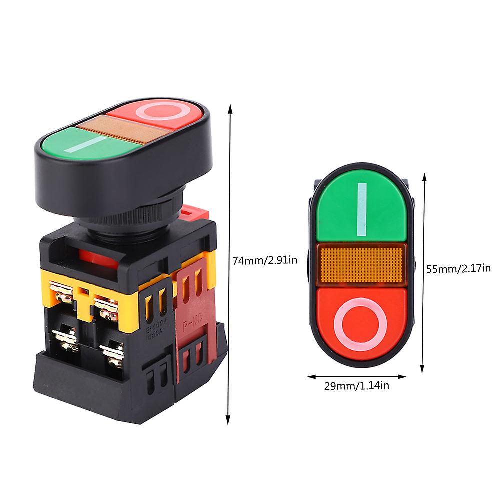 Apbb-22/25n Double Push Button Switch With Led Light Nonc Momentary Button Switch(24vdc )