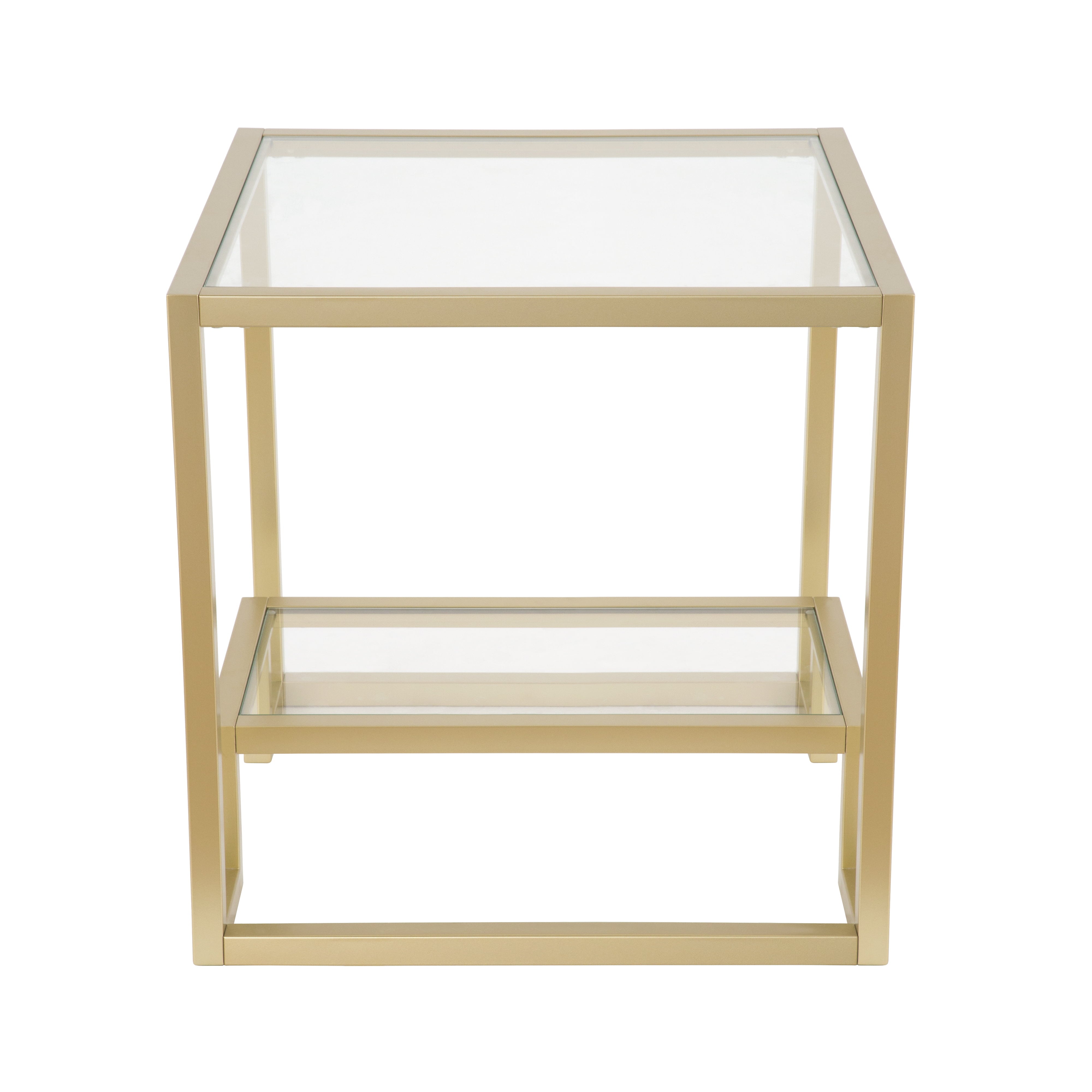 Evelyn&Zoe Contemporary Side Table with Glass Top and Shelf