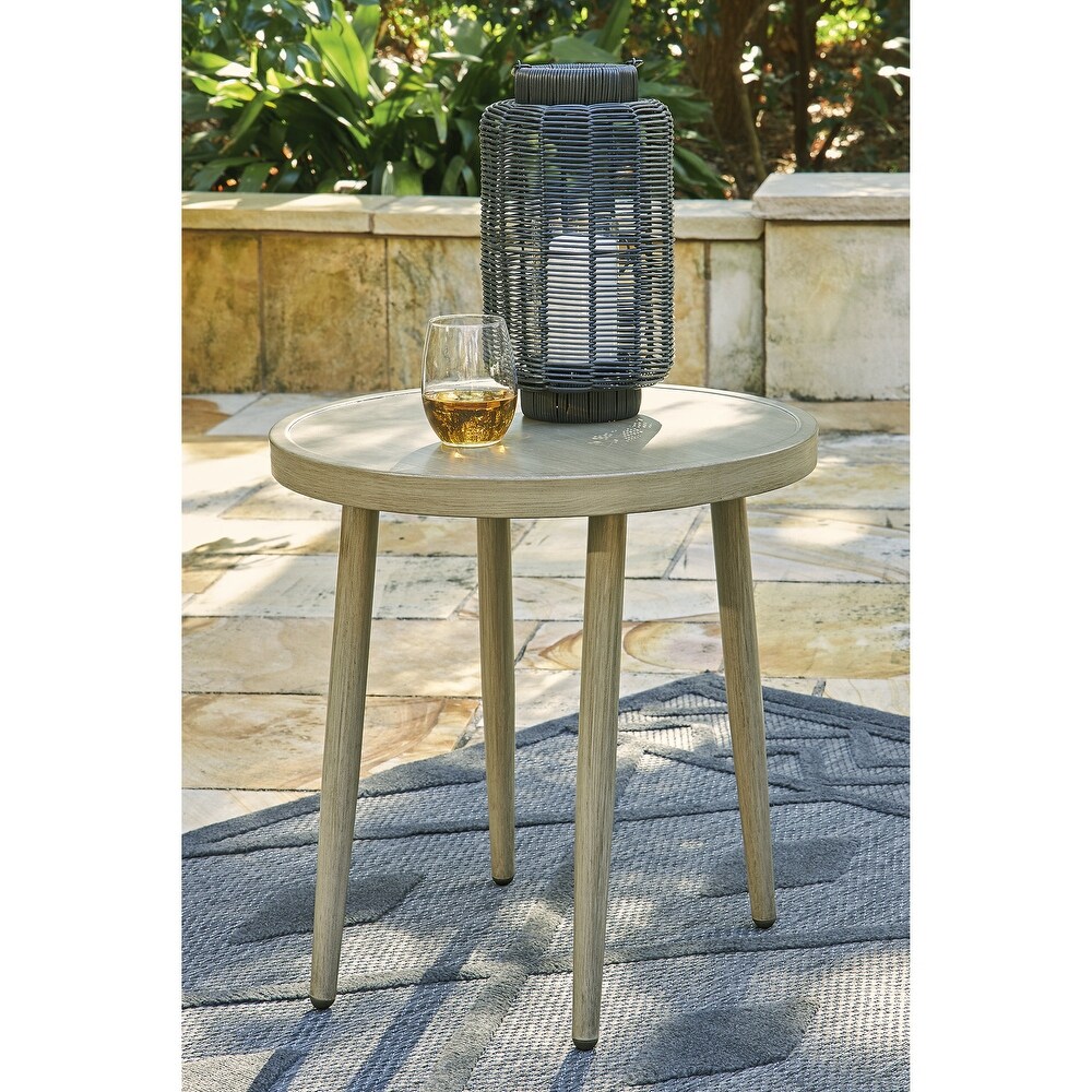 Signature Design by Ashley Swiss Valley Brown/Beige Round Outdoor End Table   22\