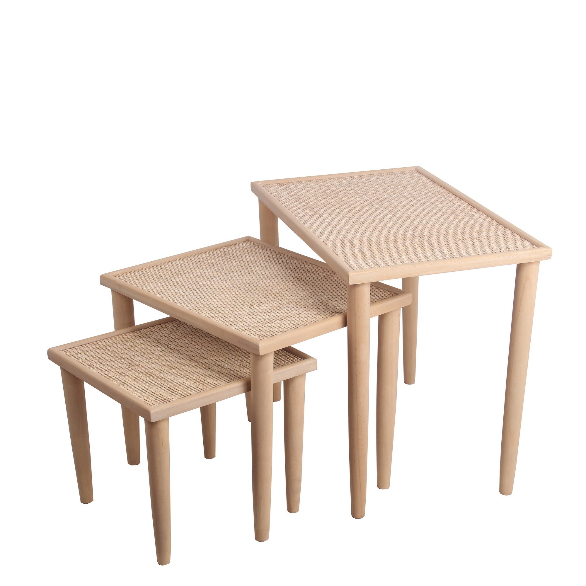 Set of 3 Natural Wood Accent Tables