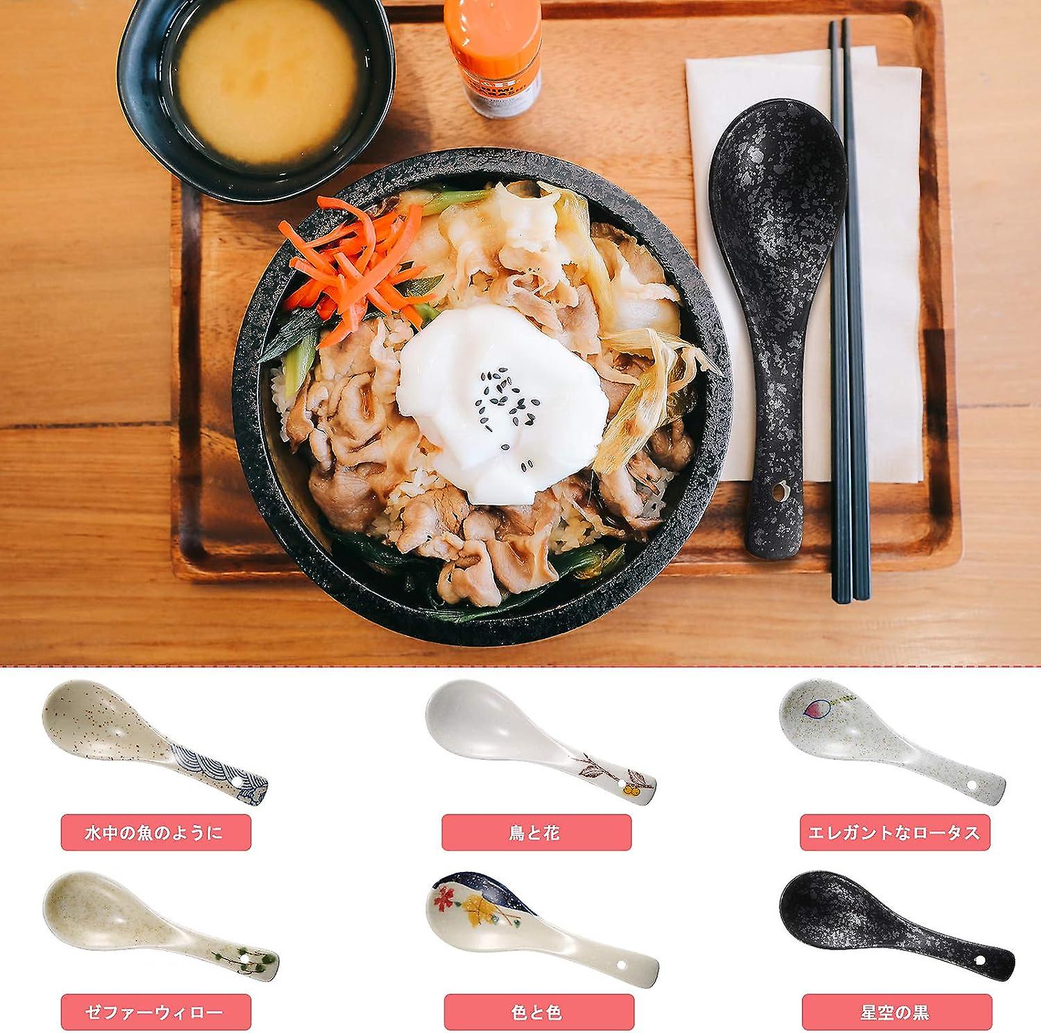 6 Antique Spoon Ceramic Spoon Japanese Spoon Tableware Asian Chinese Food Spoon Appetizer Tableware