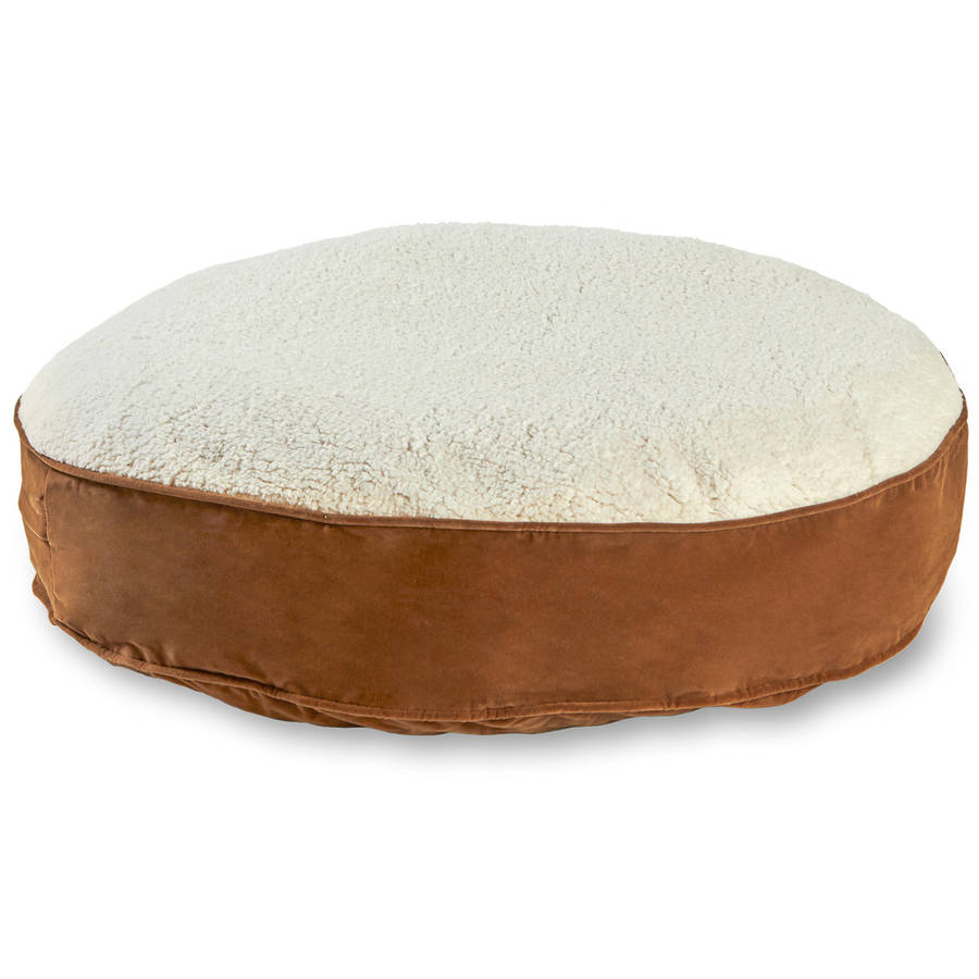 Happy Hounds Scout Sherpa Round Pillow Dog Bed, Latte, Medium (36 x 36 in.)