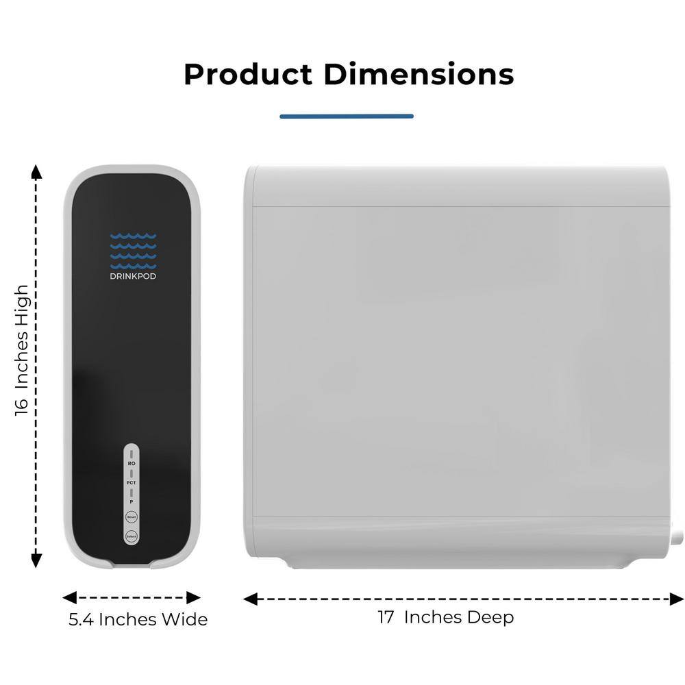 DRINKPOD Tankless Reverse Osmosis Water Filtration System Under Sink 600 GPD Brushed Nickel Faucet DP-RO-PRO
