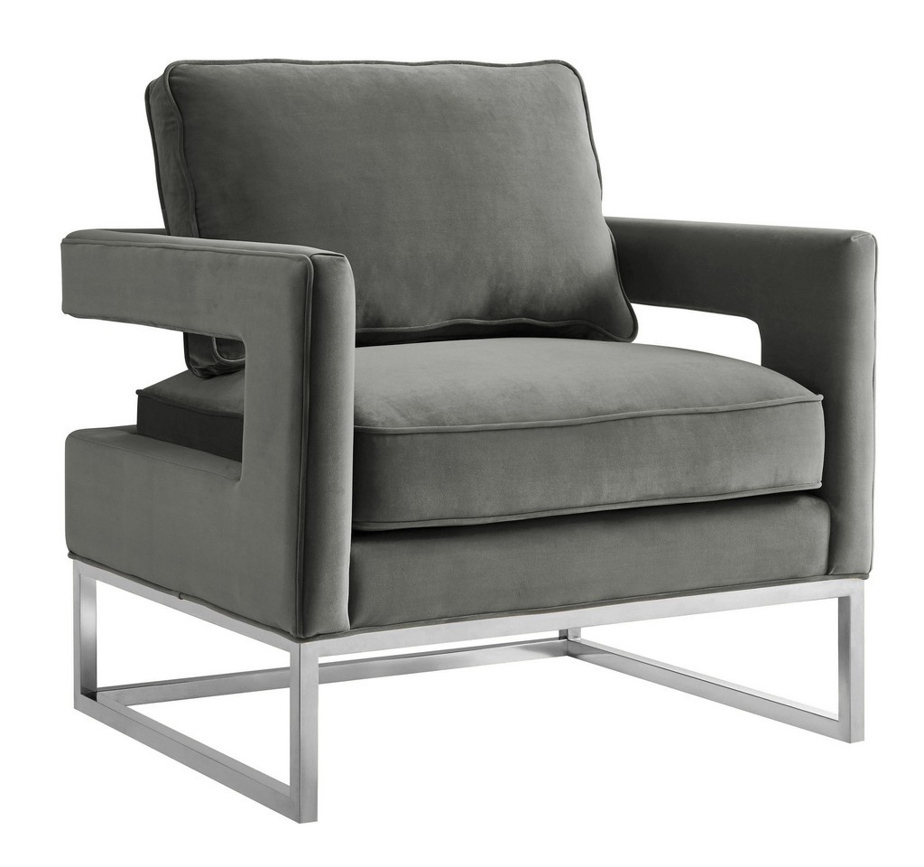 TOV Furniture Avery Grey Velvet Chair - Silver Frame - TOV Furniture TOV-S6293