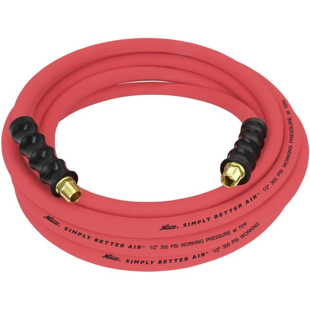 Milton ULR 12 in. ID x 25 ft. (38 in. MNPT) Ultra-Lightweight Durable Rubber Air Hose for Extreme Environments ULR122538