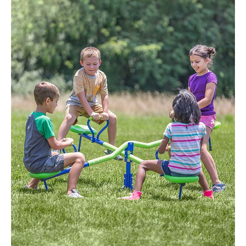 HearthSong Quad-Seat Teeter Totter Spinning Seesaw for Multiple Kids' Active Play