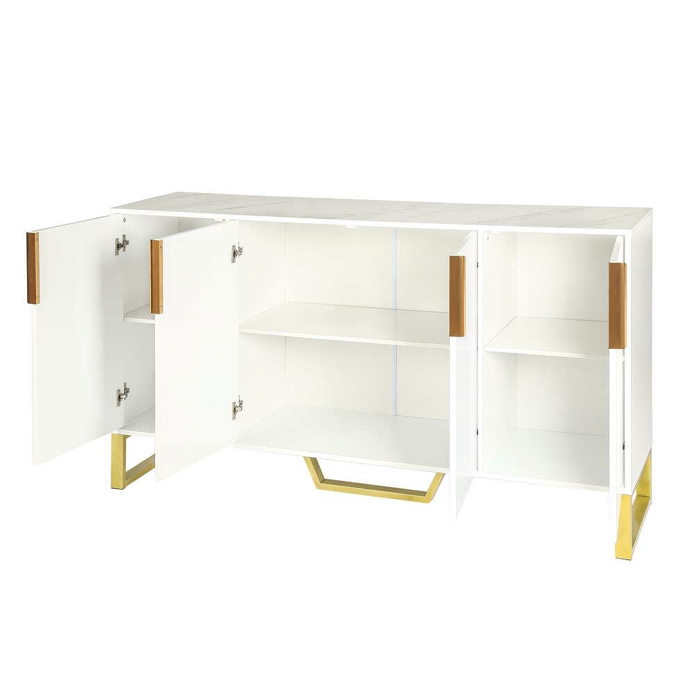 Nestfair Sideboard Kitchen Cabinet with Four Doors and Adjustable Shelves