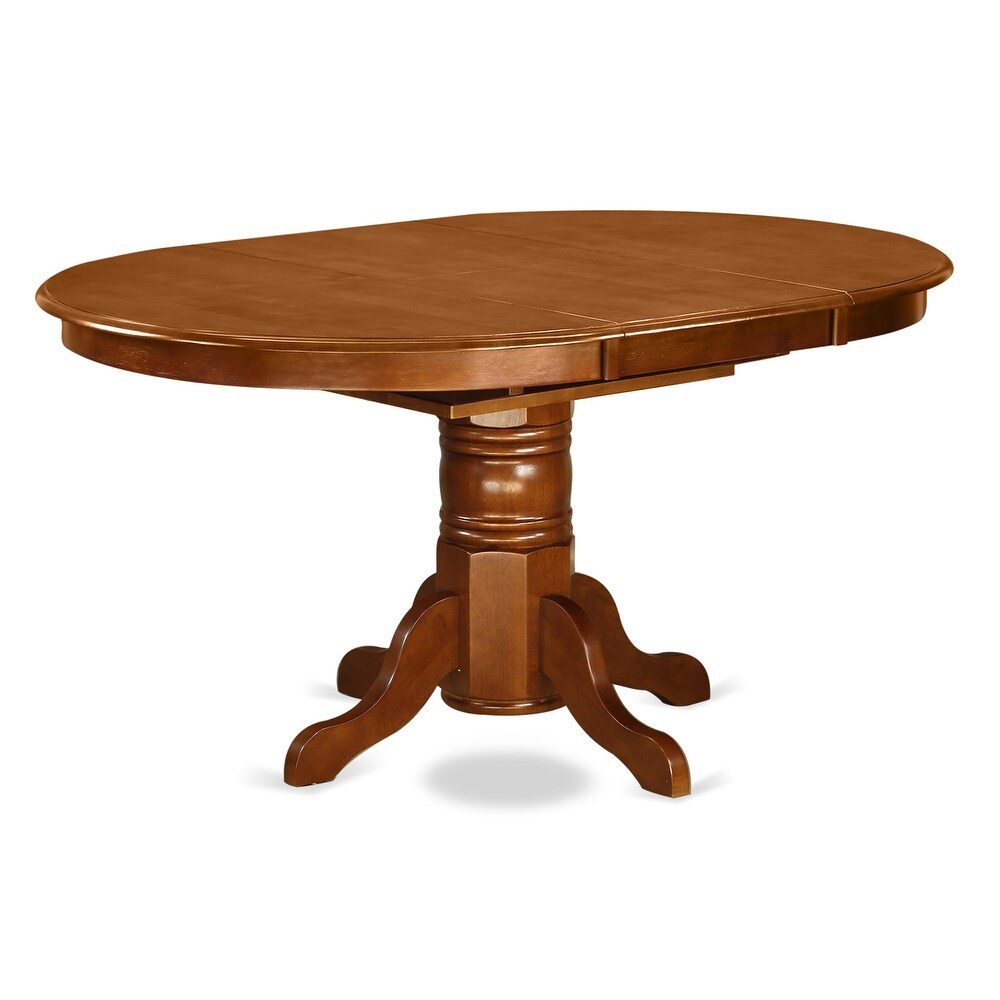 East West Furniture Kitchen Dining Table Butterfly leaf Oval Table Top and Pedestal Legs  Hardwood Table (Finish Option)