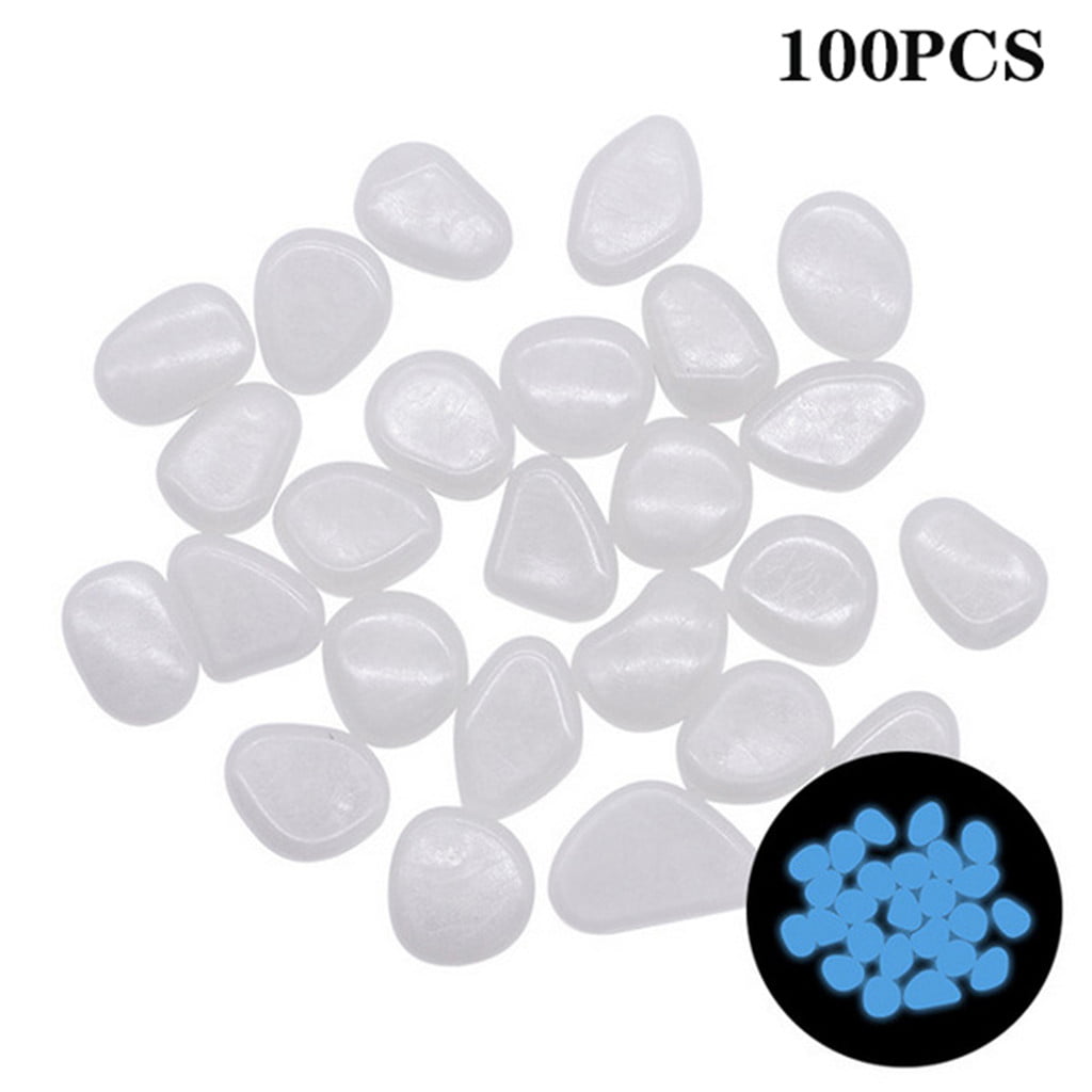 Follure 100pcs Glow in The Dark Pebbles Luminous Stones Rocks for Garden Aquariums Deco