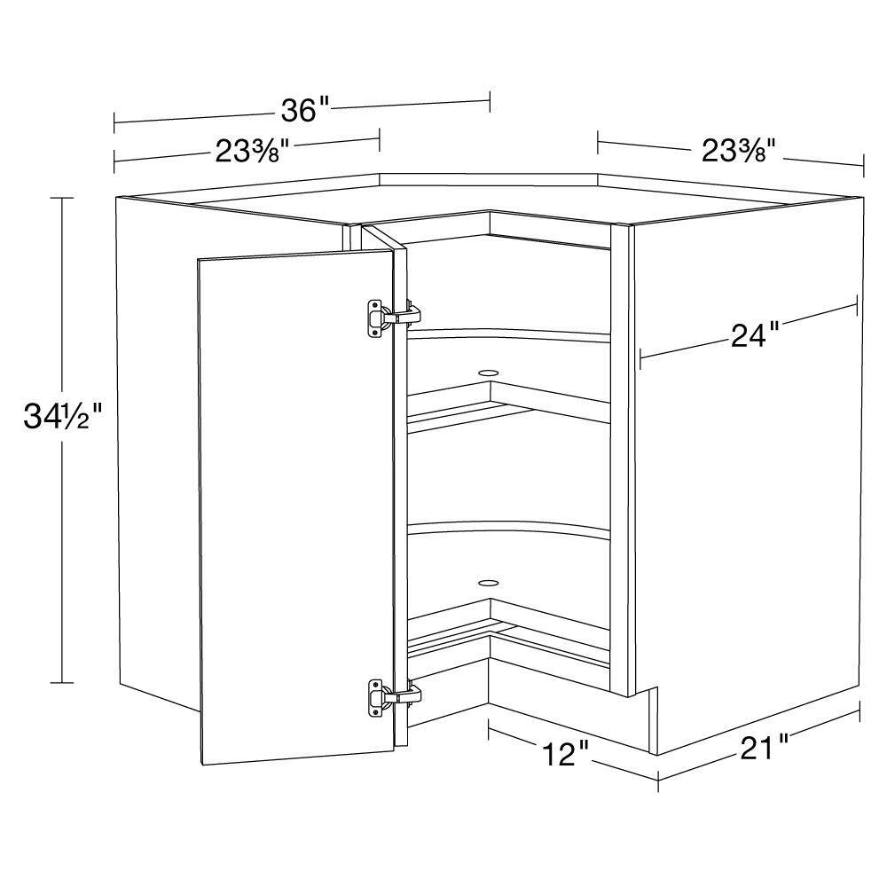 Home Decorators Collection 36 in. W x 34.5 in. D x 24 in. H Washington Vessel Blue Plywood Shaker Stock Assembled Corner Kitchen Cabinet Lazy EZR36SSL-WVB