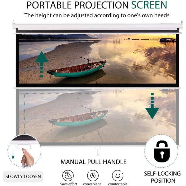 VIVOHOME 80 in. Manual Pull-Down Retractable Projector Screen 16:9 HD X002P7JVEN