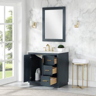 Altair Gazsi 36 in. W x 22 in. D x 34 in. H Bath Vanity in Classic Blue with Grain White Composite Stone Top 543036-CB-GW-NM