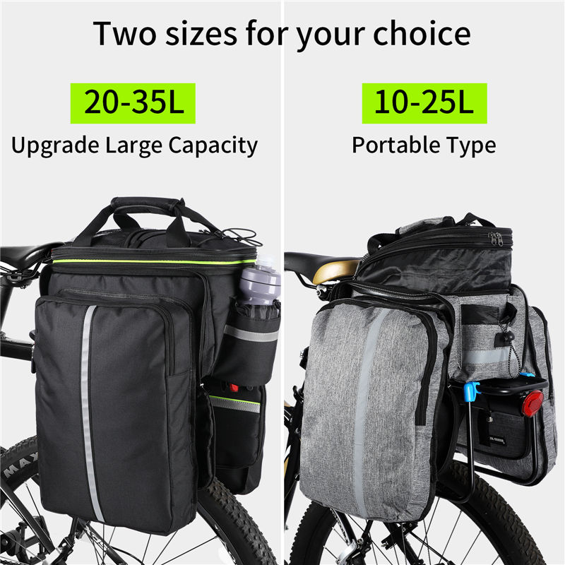 RTS Waterproof 3 In 1 Expandable Bicycle Trunk Bag Mountain Bike Rear Seat Cargo Carrier Cycling Travel Luggage Pannier