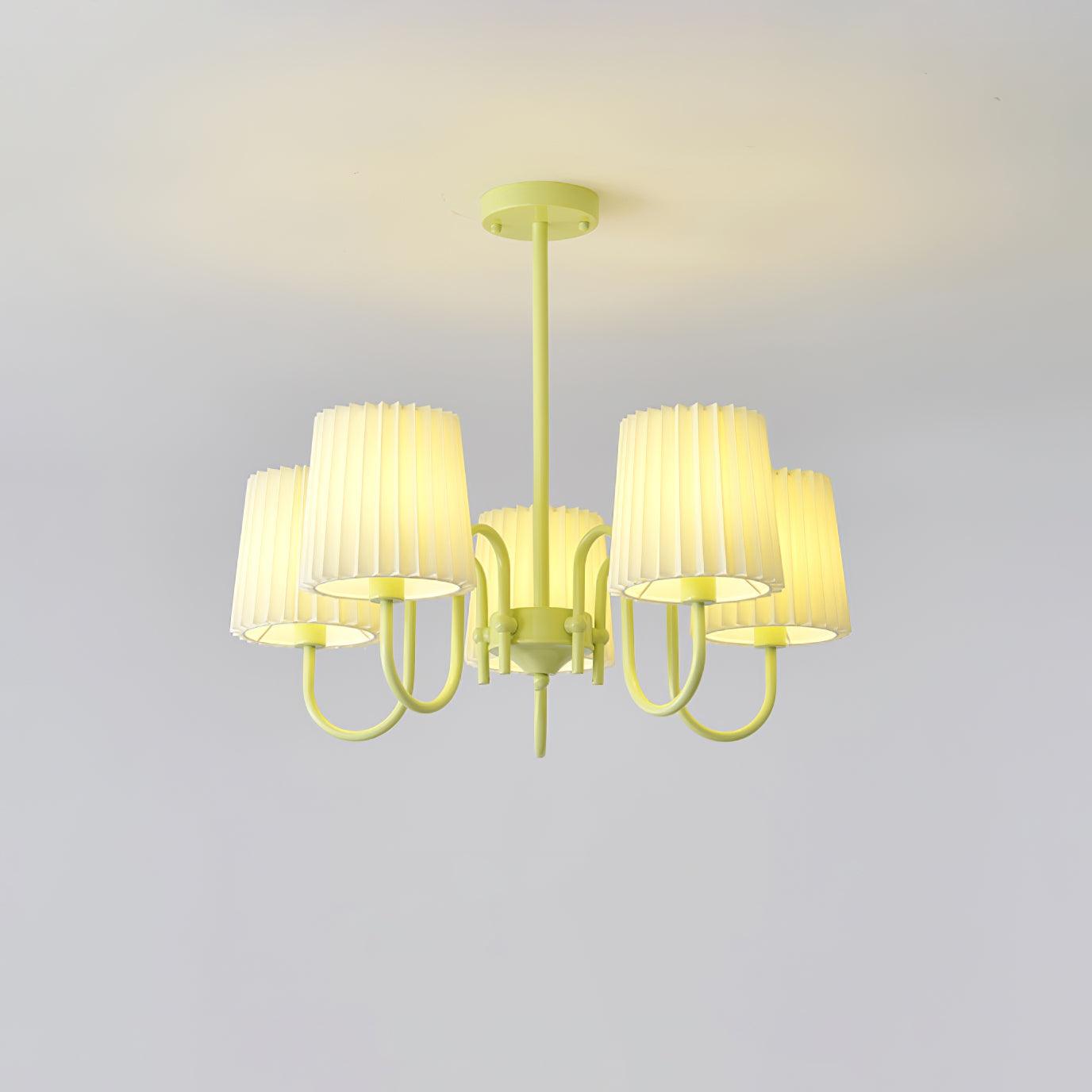 Pleated Fabric Matcha Chandelier