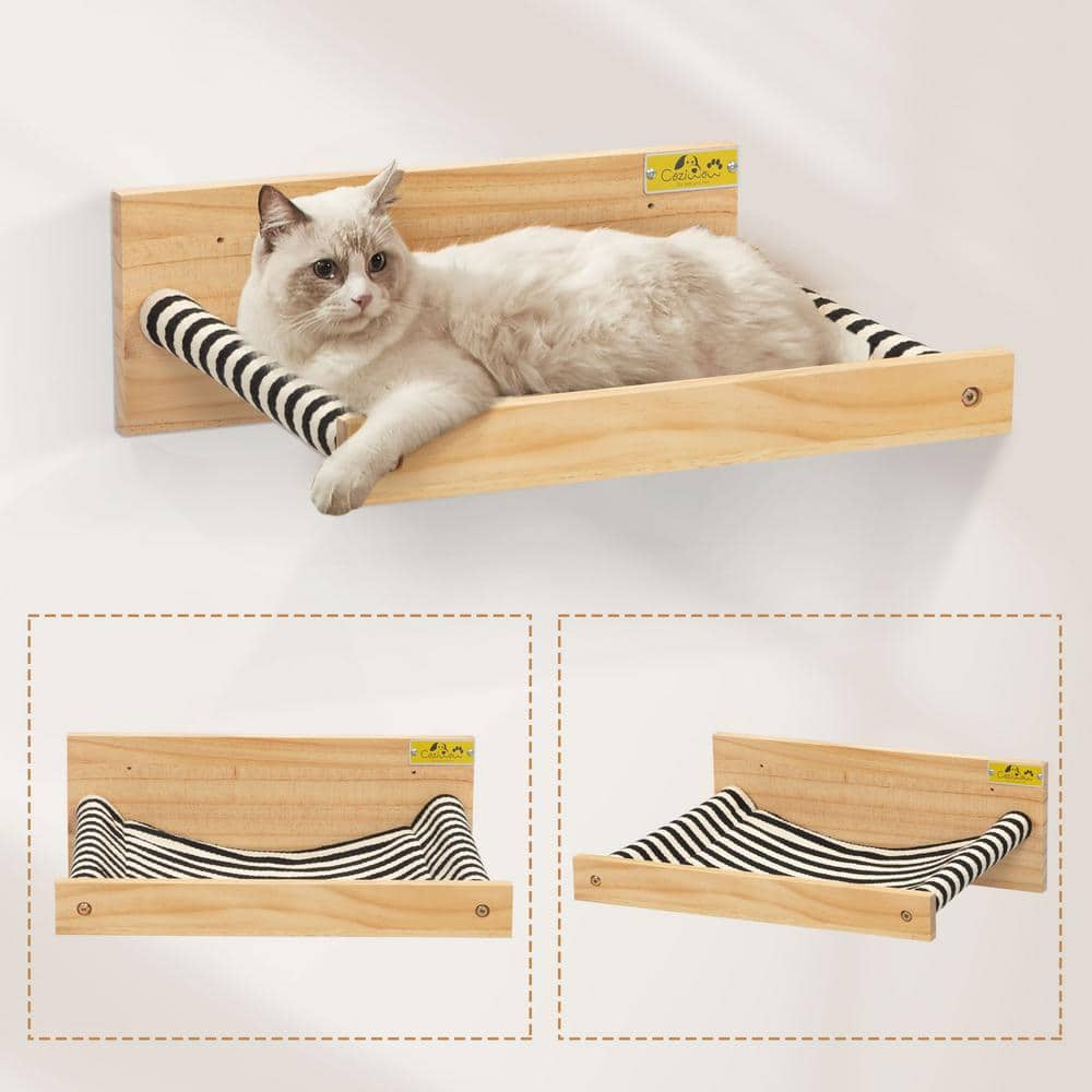 COZIWOW Cat Perch Shelf Wall-Mounted Wooden Hammock, Medium CW12B0505