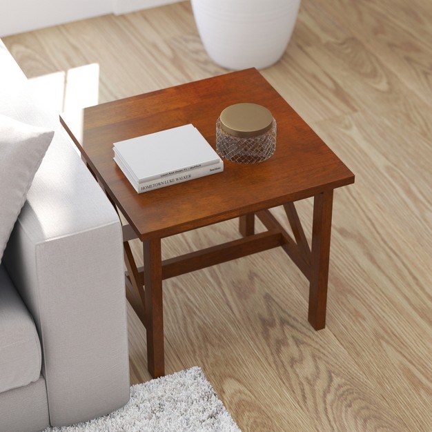 Merrick Lane Rustic End Table Farmhouse Style Solid Wood Accent Table