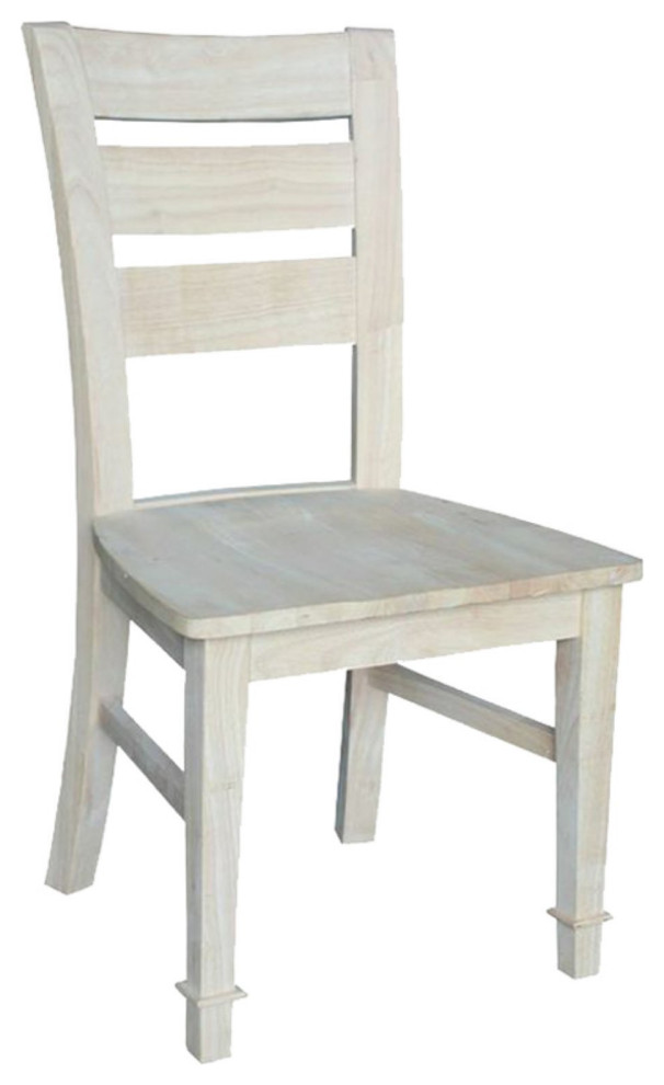 2 Pack Dining Chair  Classic Design With Contoured With Ladder Back  Unfinished   Farmhouse   Dining Chairs   by Decor Love  Houzz