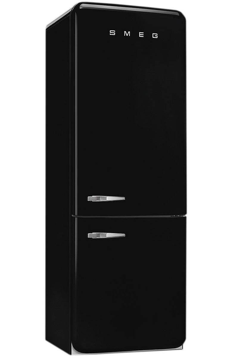 Smeg 50's Retro Style Aesthetic 18 Cu. Ft. Black Right-Hinge Bottom Freezer Refrigerator With Manual Ice Maker