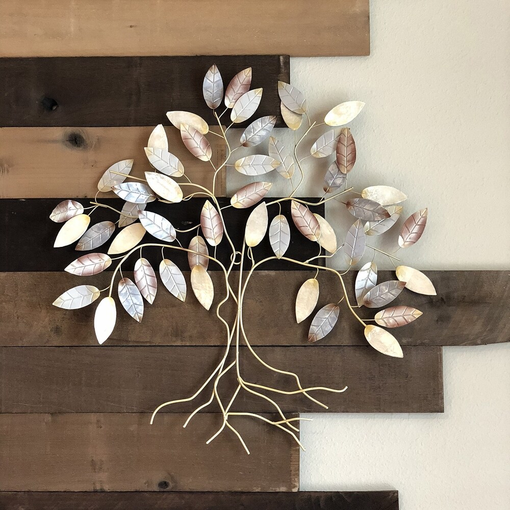 Handmade Leafed Tree Wall Decor Cool Color