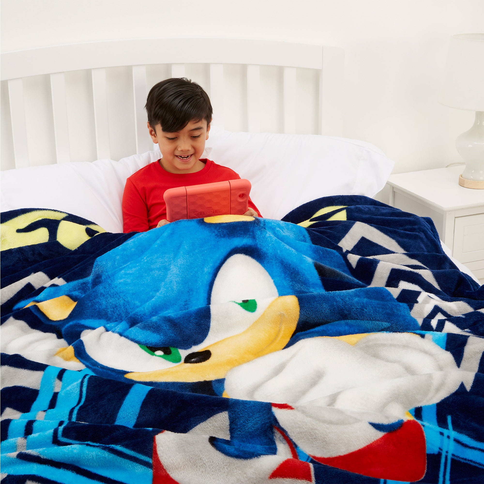 Sonic the Hedgehog Kids Plush Twin/Full Blanket， 62 x 90， Blue， Sega