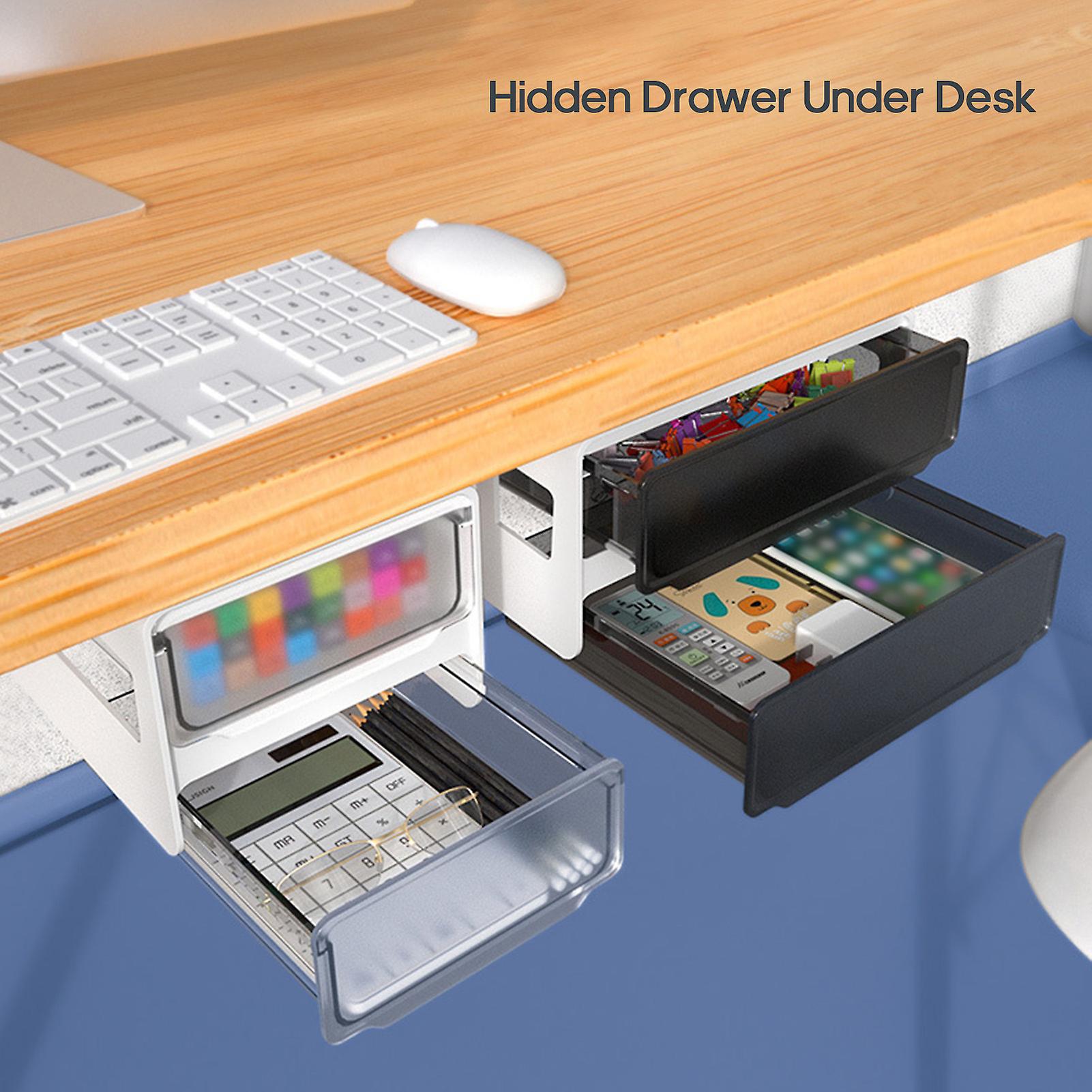 Under Desk Invisible Drawer Stationery Organizer Dormitory Desk Space-saving Storage