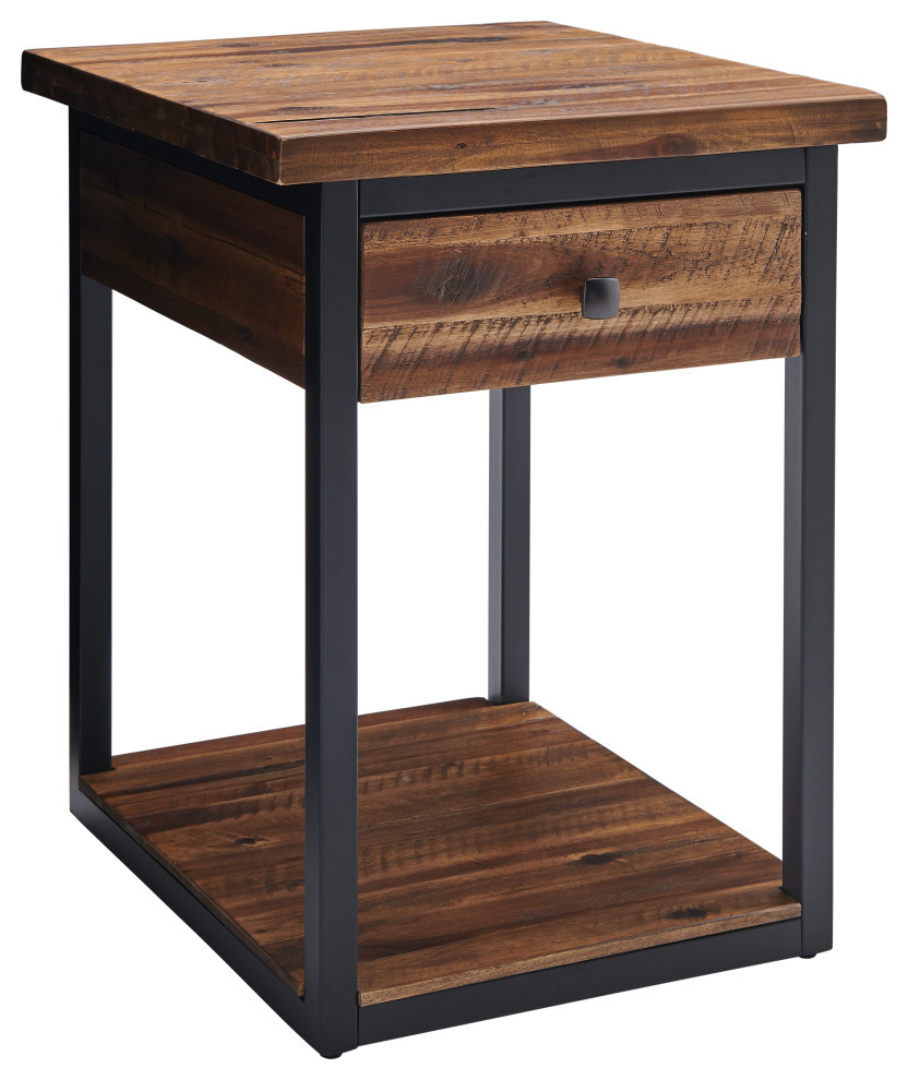 Claremont Rustic Wood 48 quotCoffee Table  End Table and Two Nesting Tables Set   Industrial   Coffee Table Sets   by Bolton Furniture  Inc.  Houzz