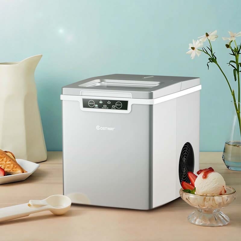 26LBS/24H Portable Ice Maker Countertop Ice Making Machine with Ice Scoop & Removable Basket