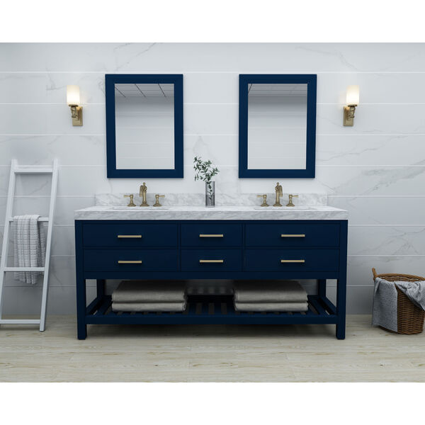 Elizabeth Heritage Blue White 72-Inch Vanity Console with Mirror