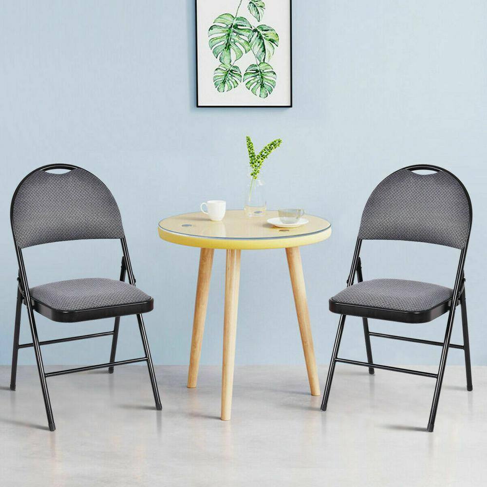 Costway Black Metal Folding folding chairs (Set of 6 Chairs) HW54166