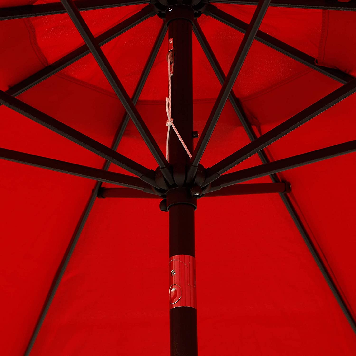 9' Outdoor Market Patio Umbrella with Push Button Tilt and Crank, 8 Ribs (Tan)