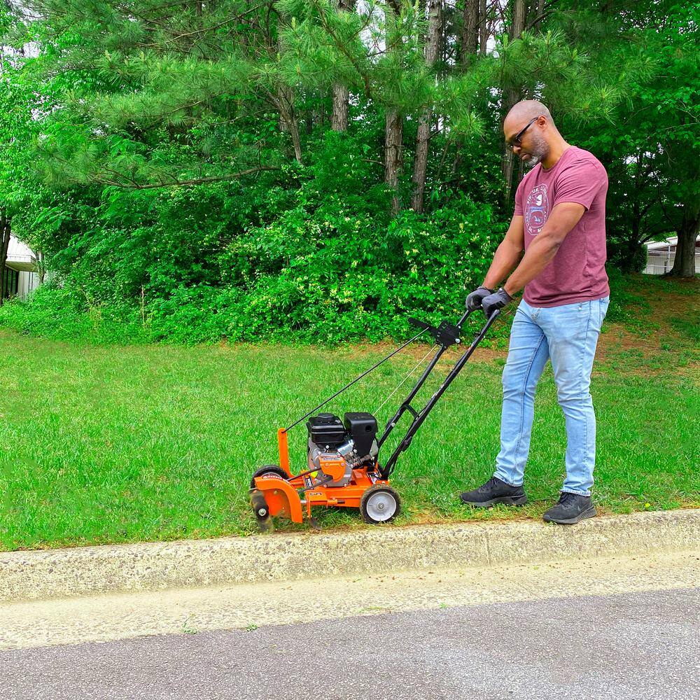 YARD FORCE YF7302 9 in. 79 cc Gas Powered 4-Stroke Walk Behind Landscape Edger with Extra Blade Included