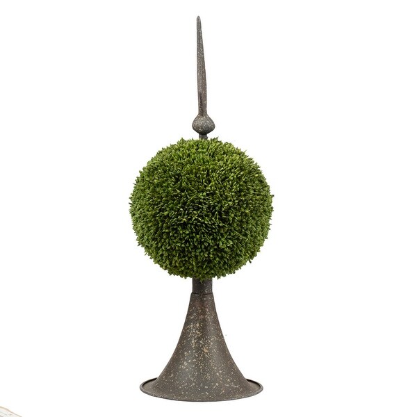 Antique Bronze and Green 17inch Spired Sphere Boxwood Topiary