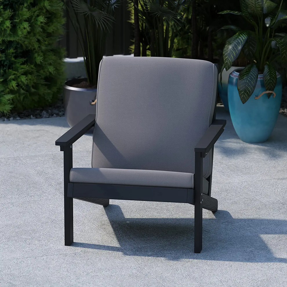 Outdoor Lounge Chair  Plastic Frame With Cushioned Slanted Seat   Transitional   Outdoor Lounge Chairs   by Decor Love  Houzz