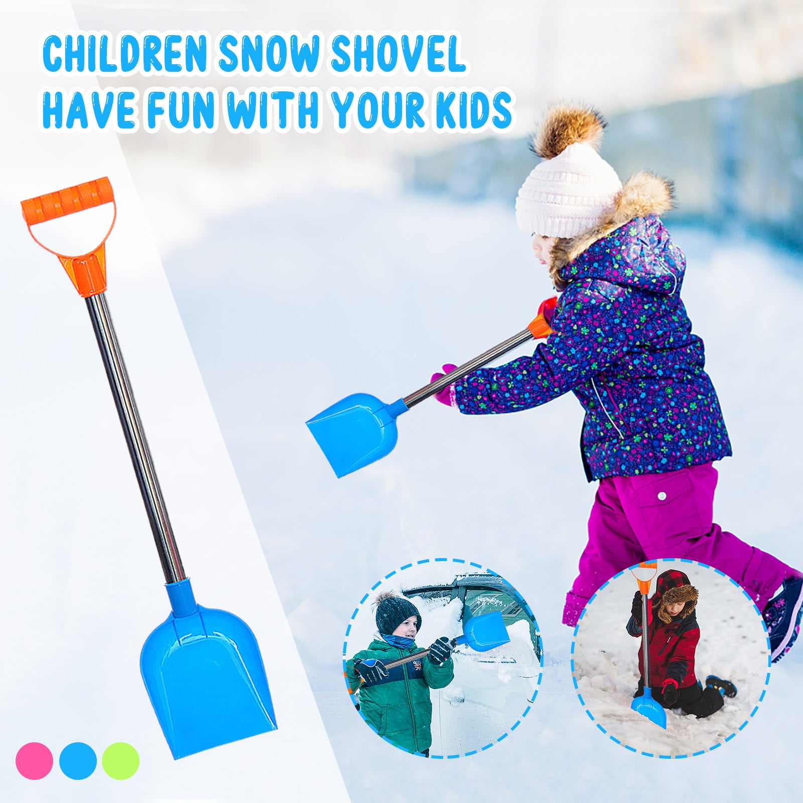 Relanfenk Kids Beach Toys Children's Snow Shovel Children's Shovel With Stainless Steel Handle