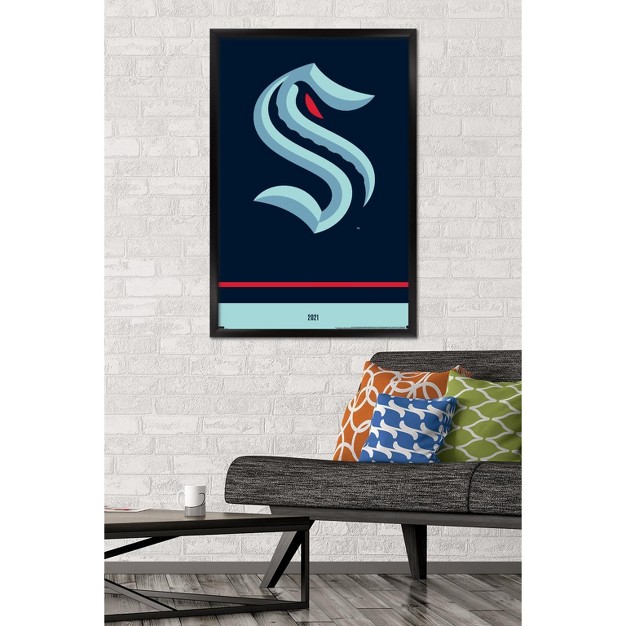 Trends International Nhl Seattle Kraken Logo 21 Framed Wall Poster Prints