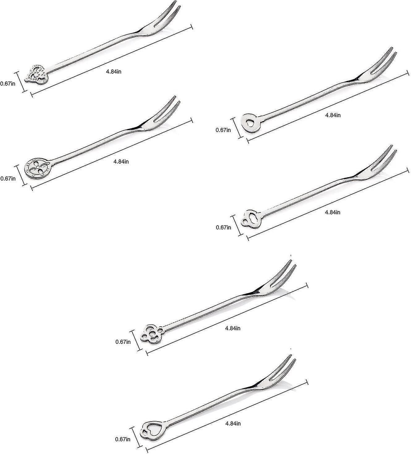 6 Pack 4.84 Inch Stainless Steel Fruit Forks Small Size Pickle Forks Cocktail Forks Dessert Forks