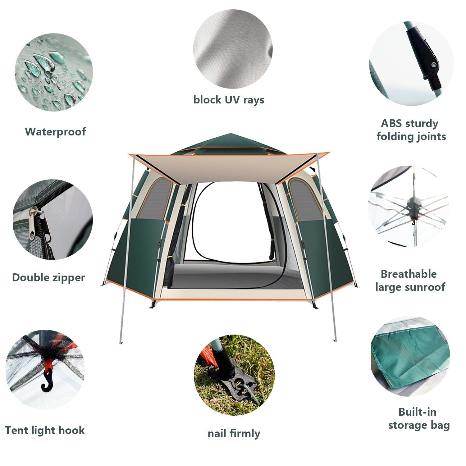 Camping Tent 3/4 Person， Family Dome Tent with Removable Rain Fly，Easy Set Up Pop Up Tents with Carry Bag