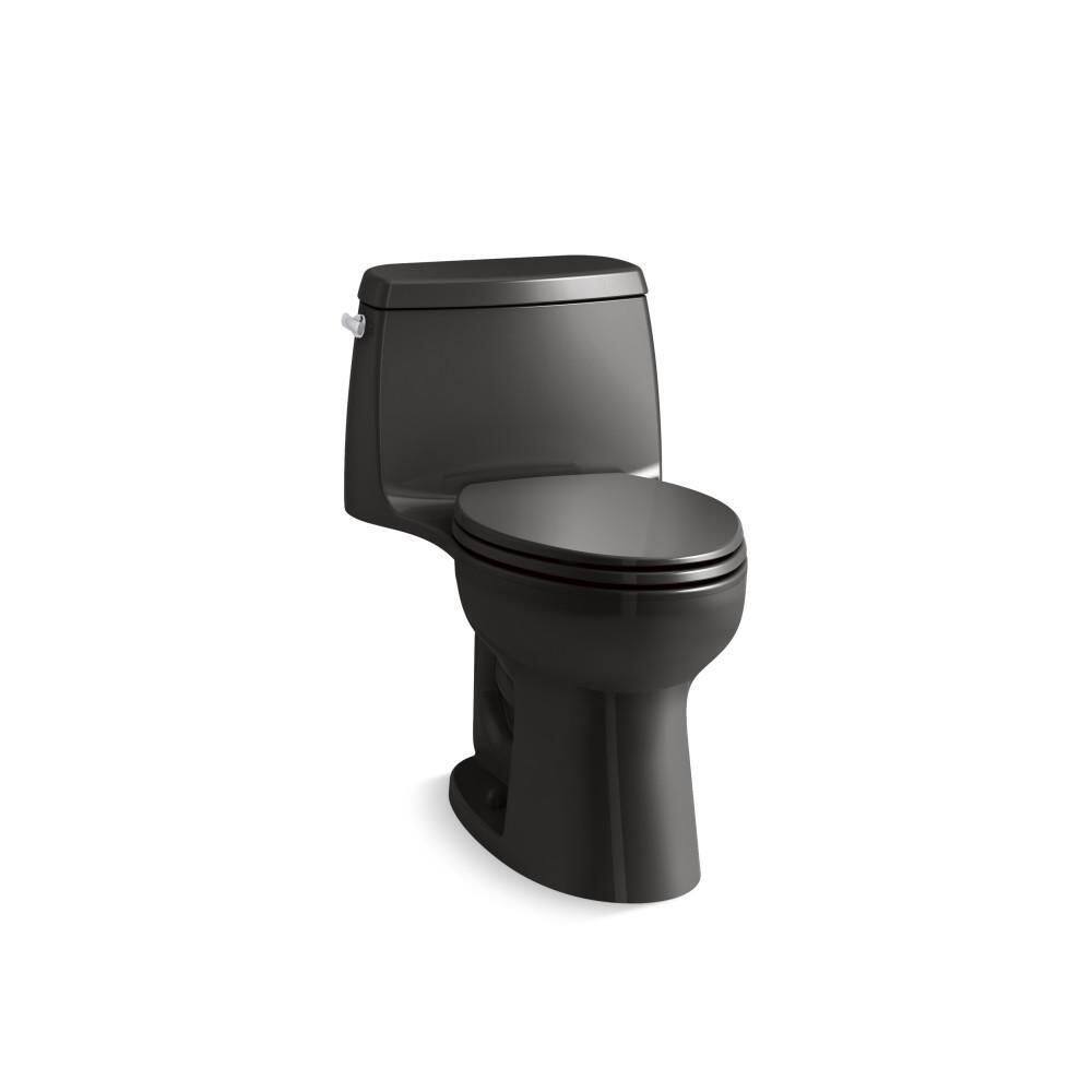 KOHLER Santa Rosa 1-piece 1.28 GPF Single Flush Elongated Toilet in Black Black (Seat Included) 30810-7